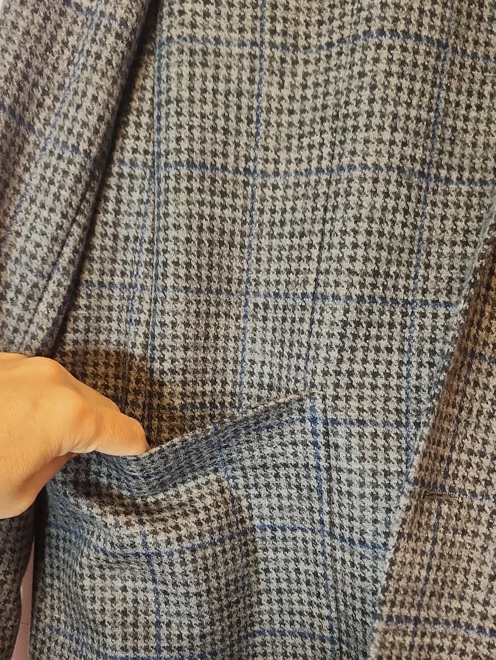 LANDS END Men's Gray Check Blazer - Classic Tailored Wool Blend, size 40L